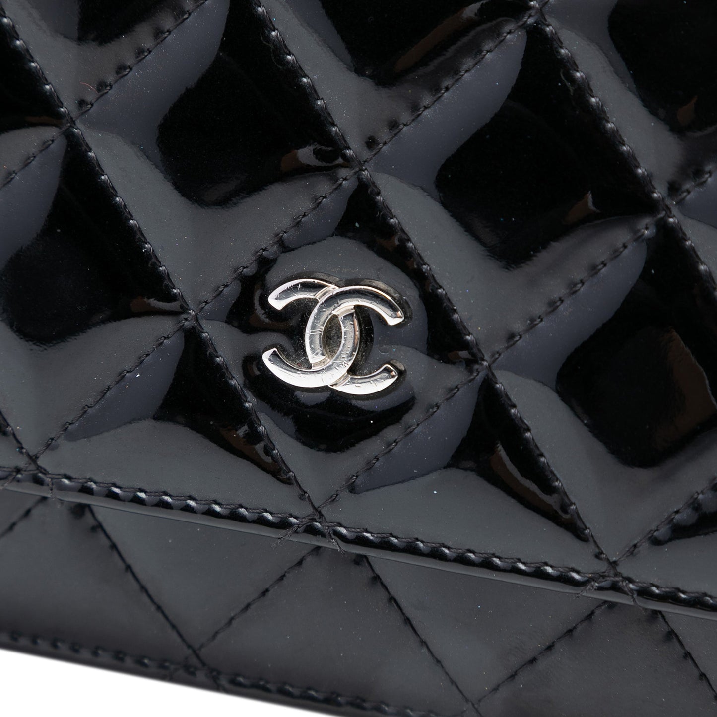 Chanel CC Quilted Patent Wallet On Chain