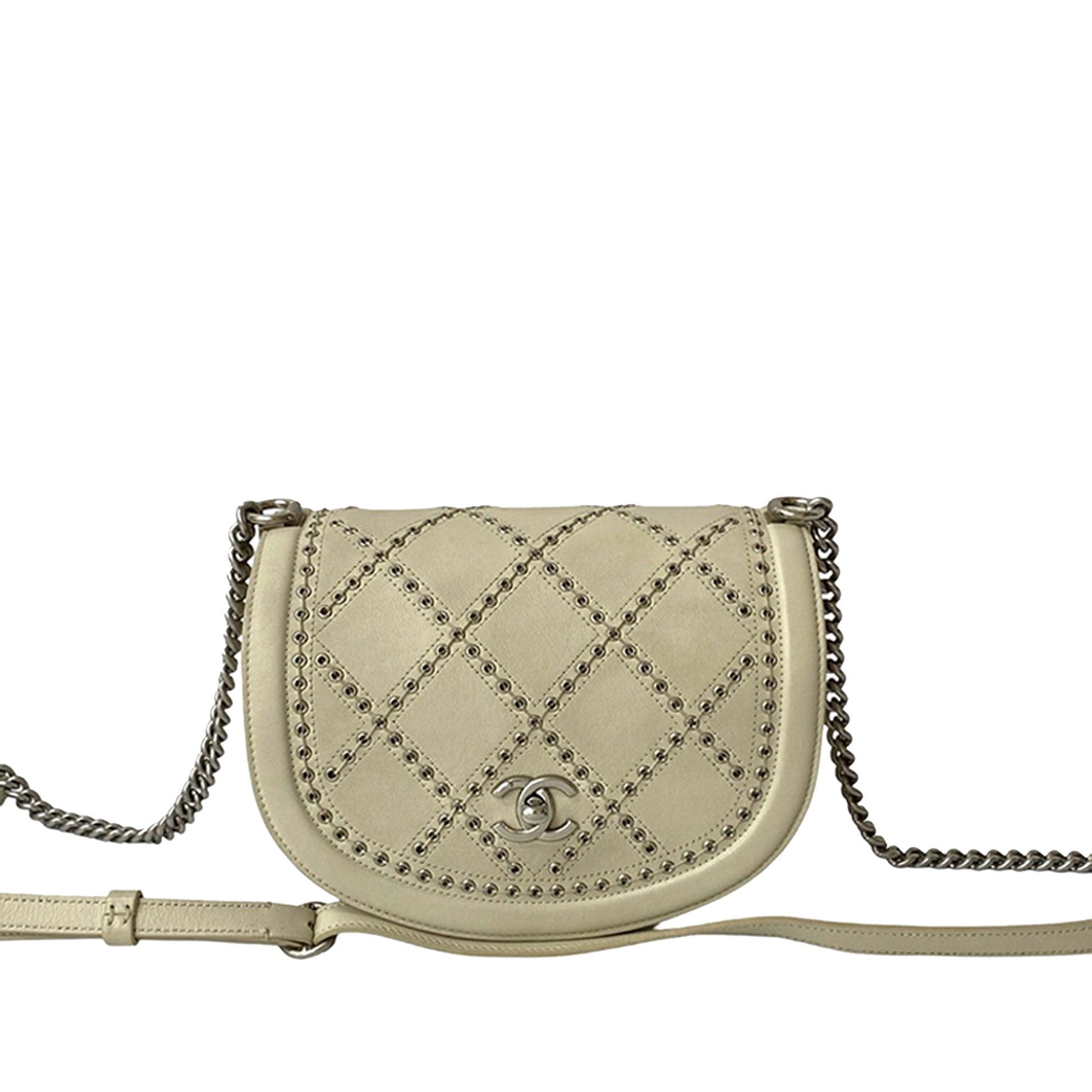 Chanel Small Calfskin Coco Eyelets Round Flap