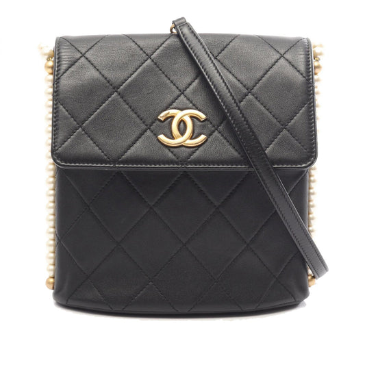 Chanel Small Quilted Calfskin About Pearls Hobo — Black