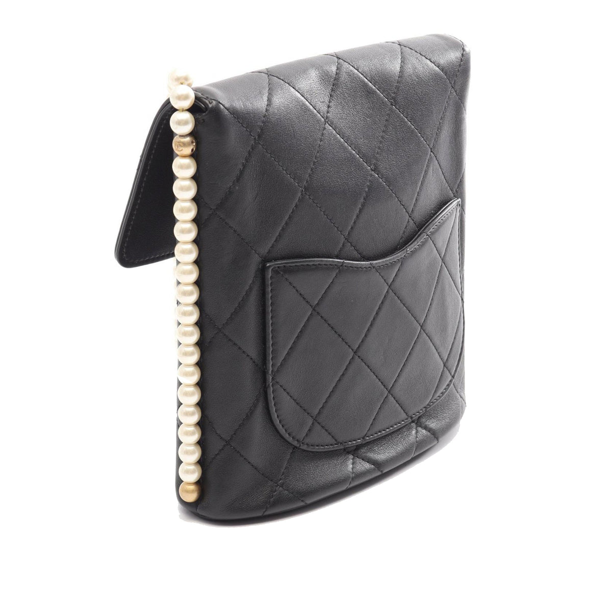 Chanel Small Quilted Calfskin About Pearls Hobo — Black