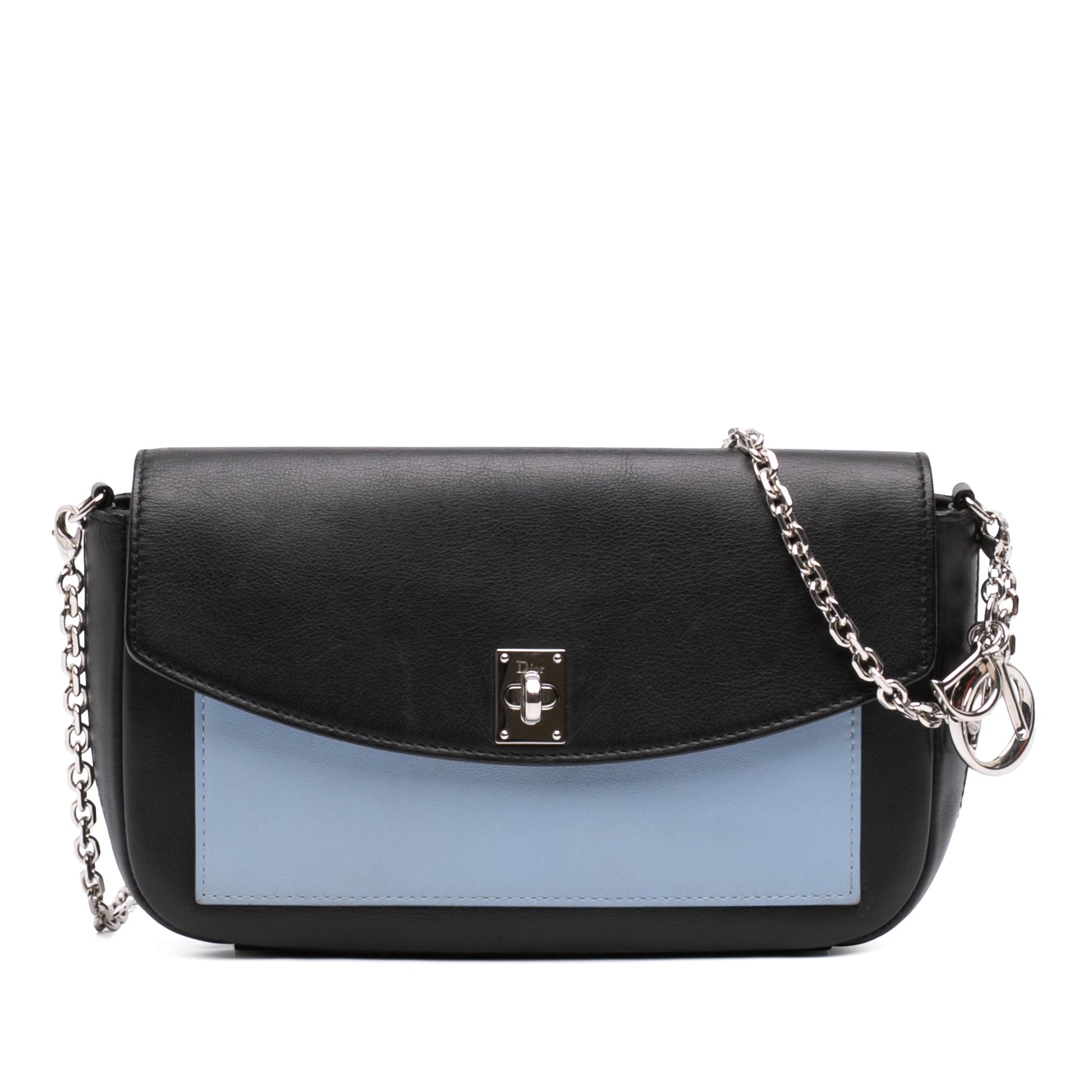 Dior Tricolor Leather Turn Lock Wallet on Chain