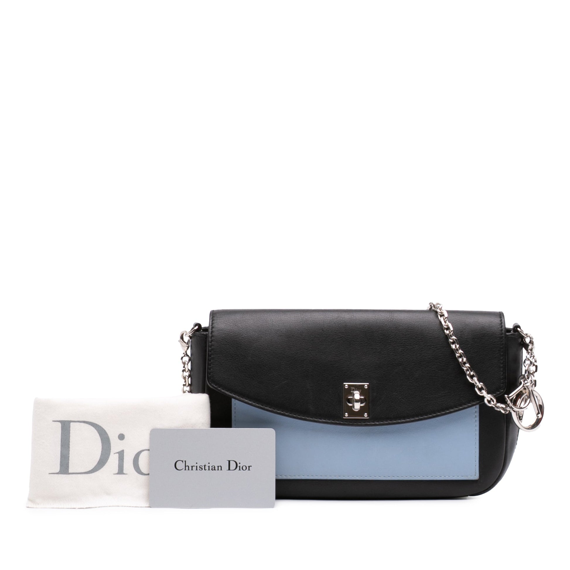 Dior Tricolor Leather Turn Lock Wallet on Chain