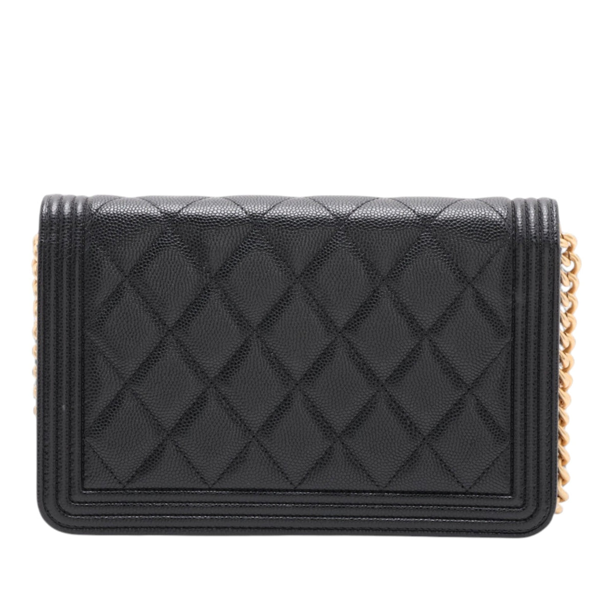Chanel Quilted Caviar Boy Wallet on Chain — Black