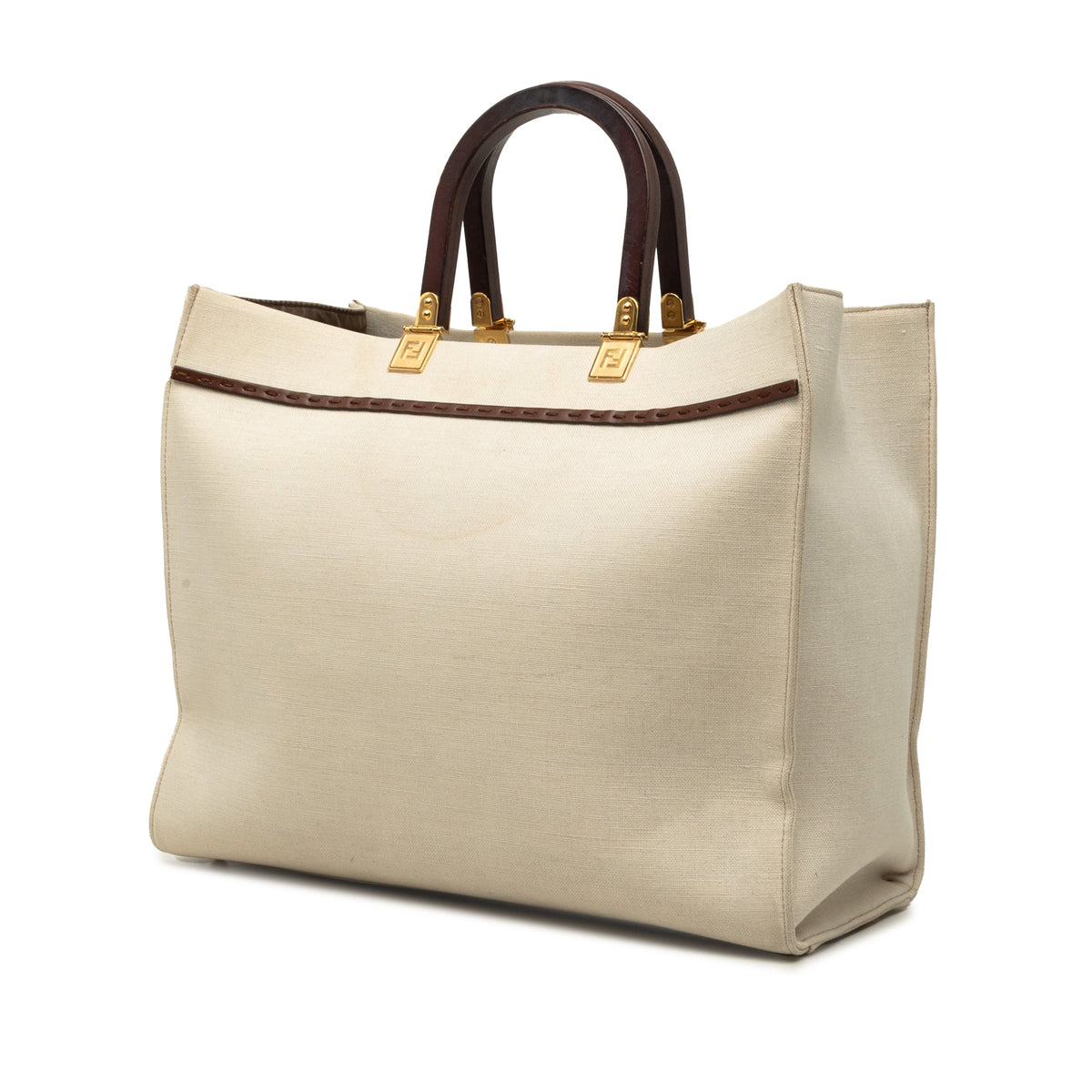 Fendi Medium Canvas Sunshine Shopper Tote — Brown