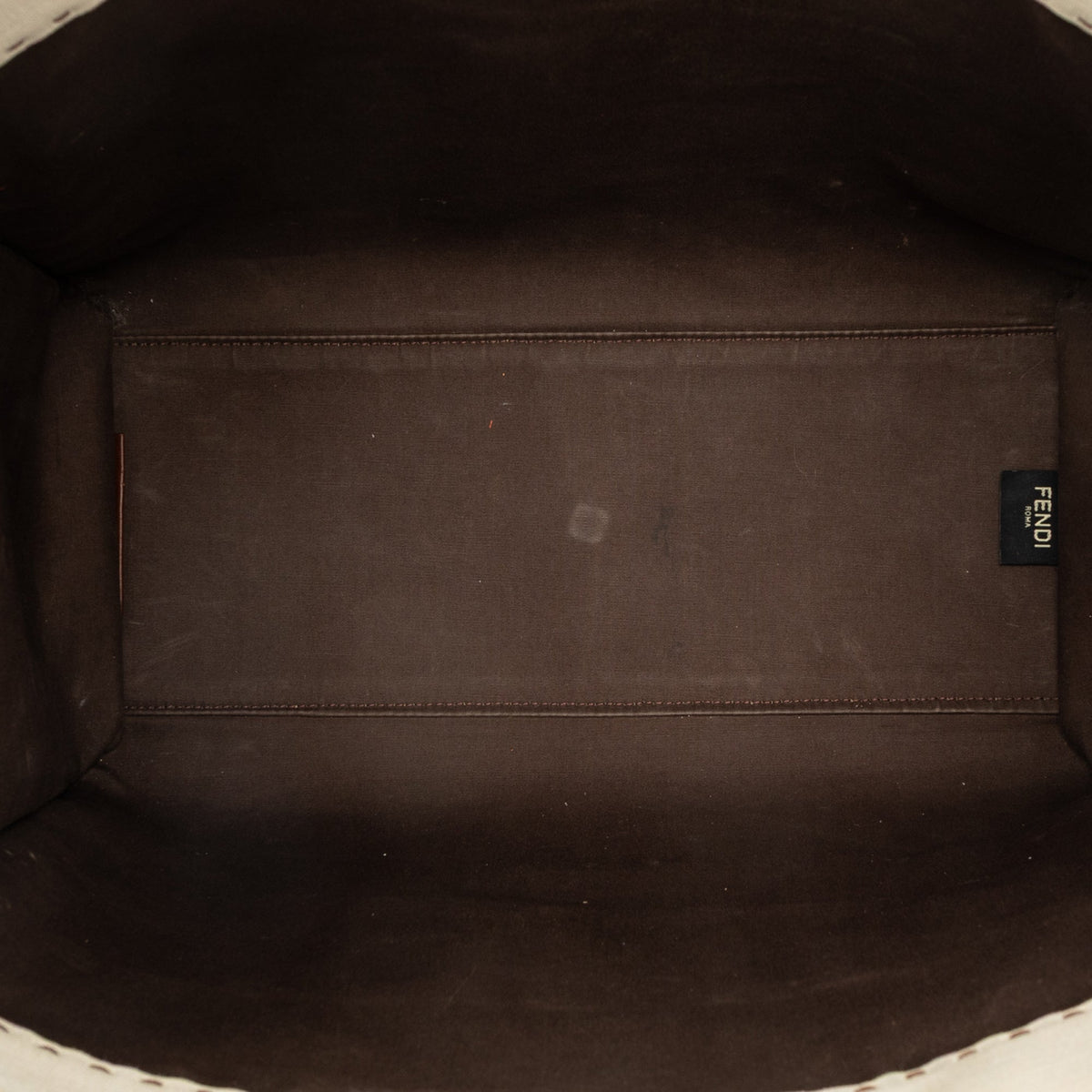 Fendi Medium Canvas Sunshine Shopper Tote — Brown