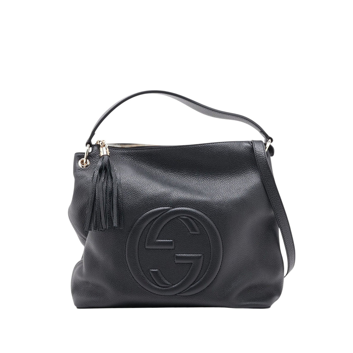 Gucci Large Pebbled Calfskin Soho Convertible Hobo — Black