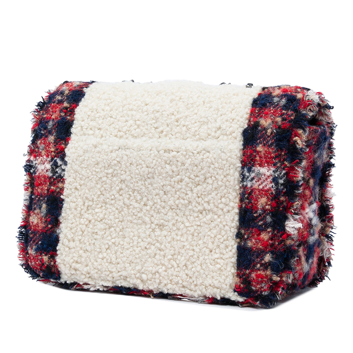 Chanel CC Tweed and Shearling Single Flap — White