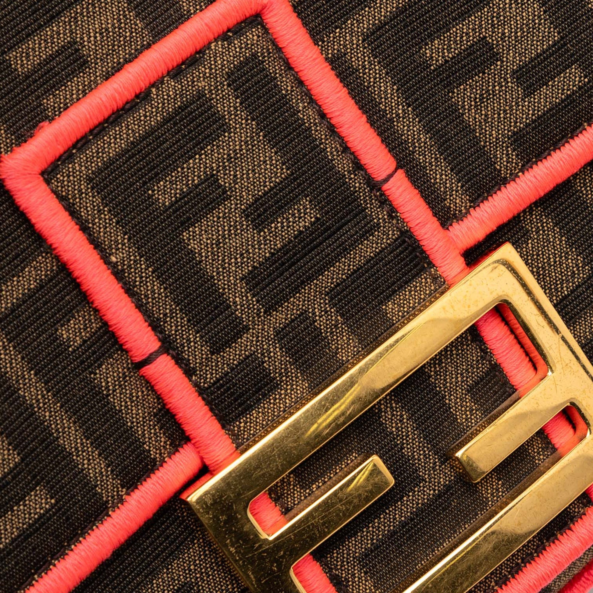 Fendi Large Zucca Canvas Baguette Satchel
