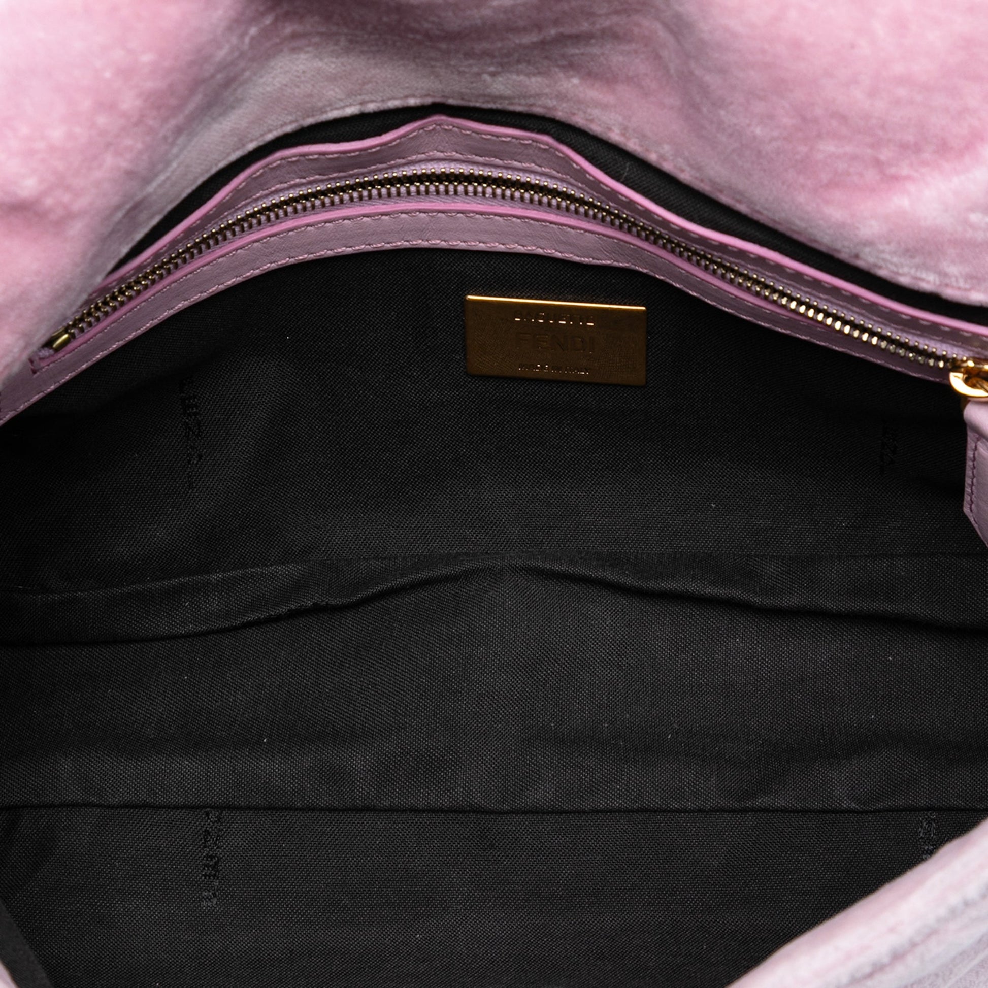 Fendi Zucca Embossed Velvet Baguette Satchel