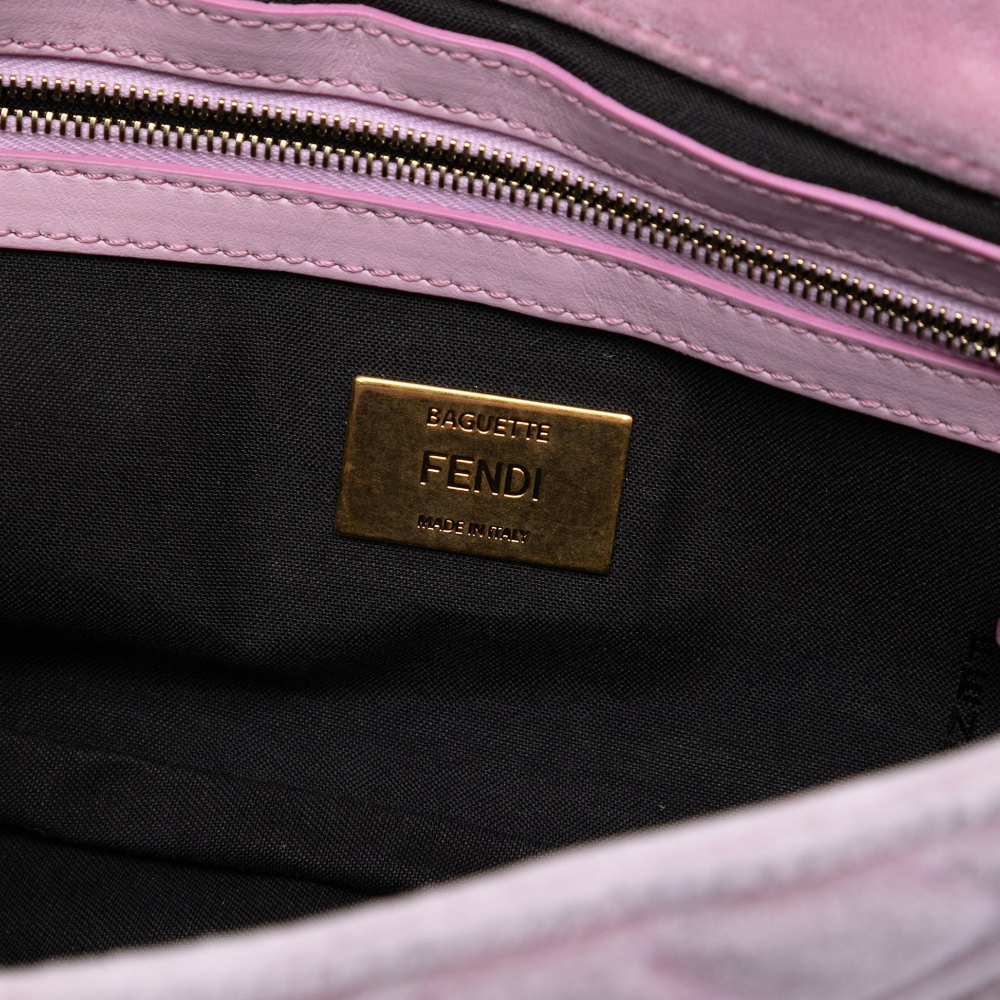 Fendi Zucca Embossed Velvet Baguette Satchel