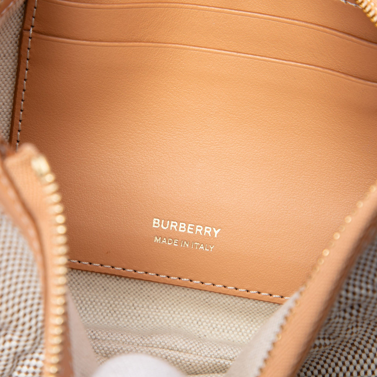 Burberry Mini Embossed Logo Canvas Olympia Shoulder Bag — Brown