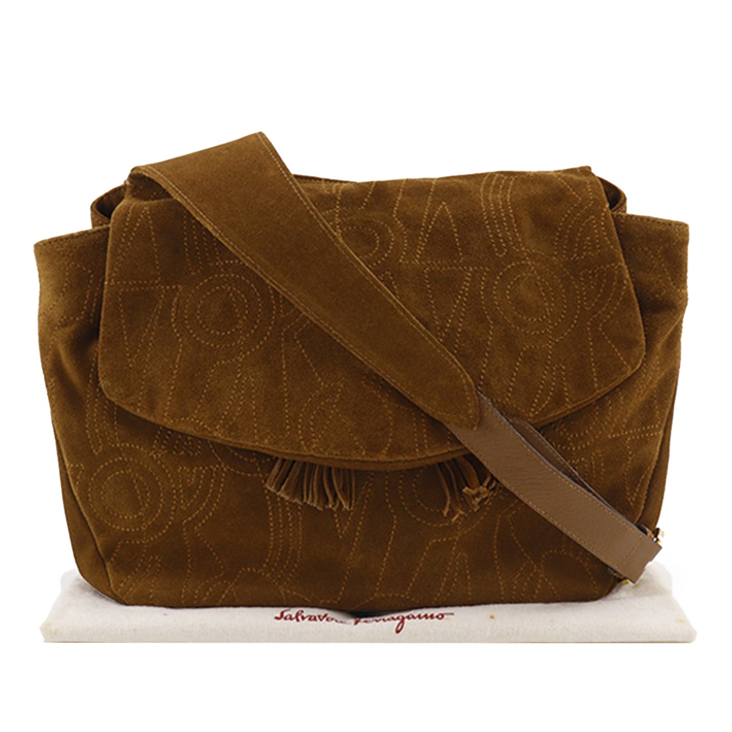Ferragamo Stitched Suede Tassel Crossbody