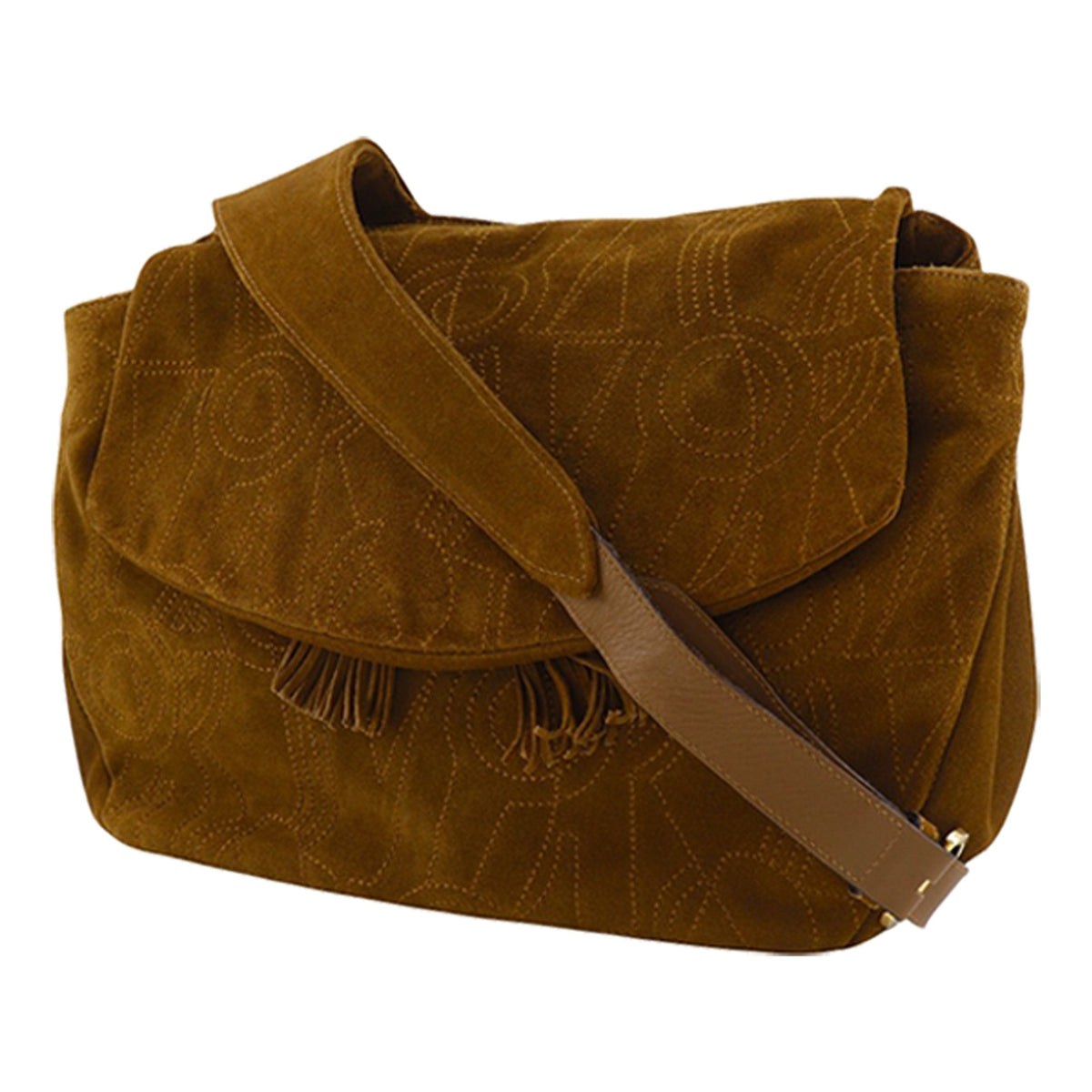 Ferragamo Stitched Suede Tassel Crossbody