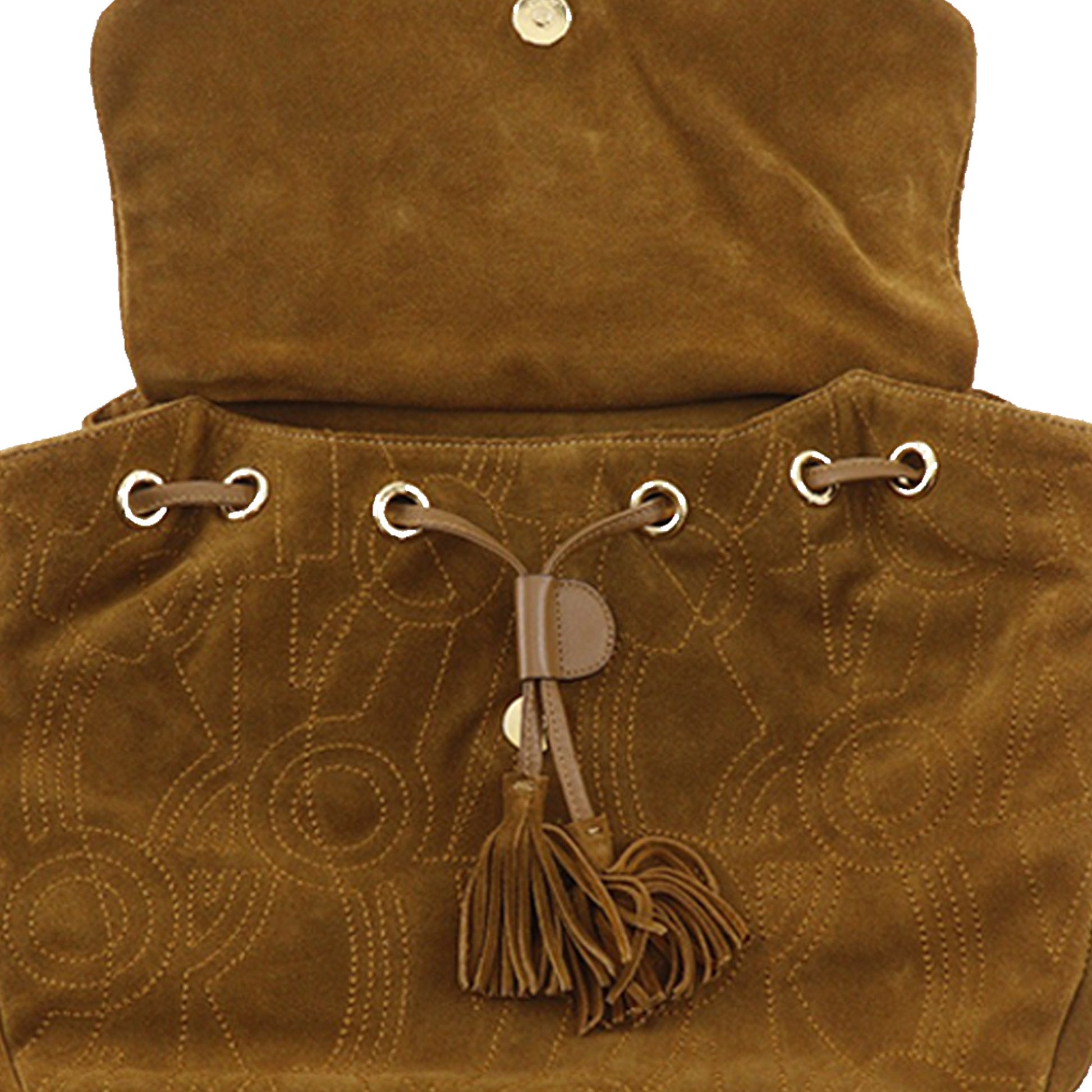 Ferragamo Stitched Suede Tassel Crossbody
