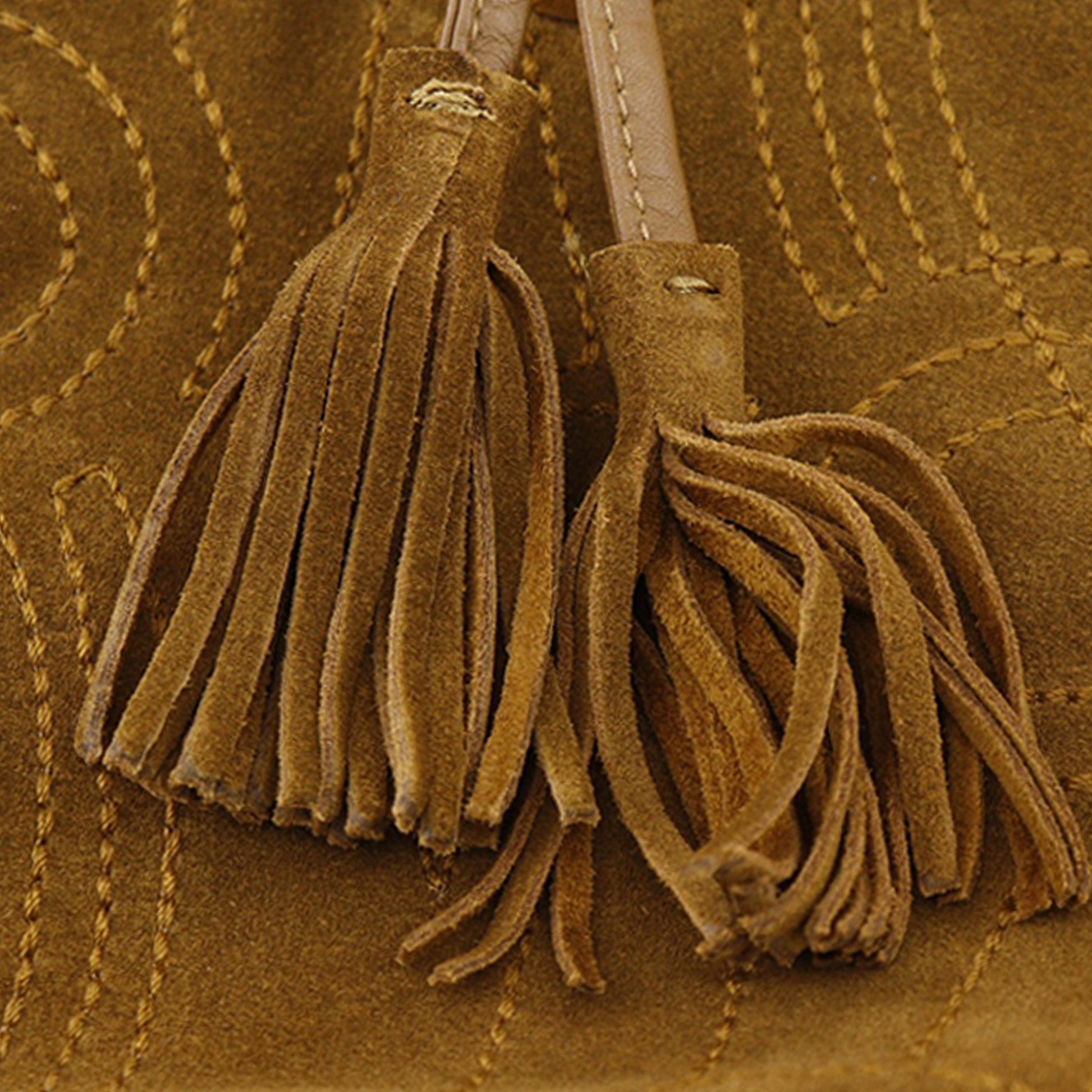 Ferragamo Stitched Suede Tassel Crossbody