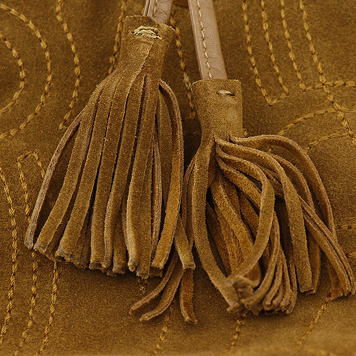 Ferragamo Stitched Suede Tassel Crossbody
