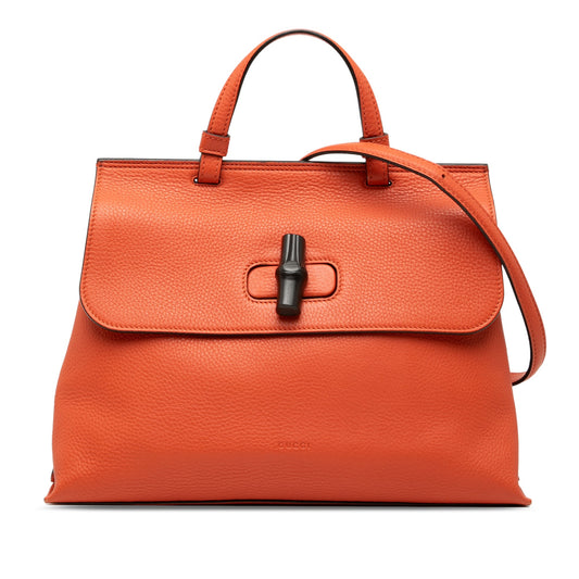 Gucci Medium Calfskin Bamboo Daily Satchel