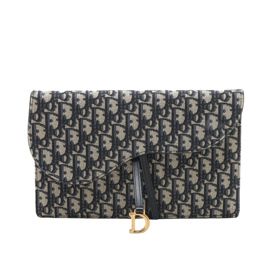 Dior Oblique Canvas Saddle Clutch