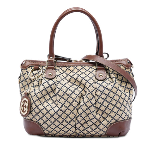 Gucci Diamante Canvas Sukey Satchel