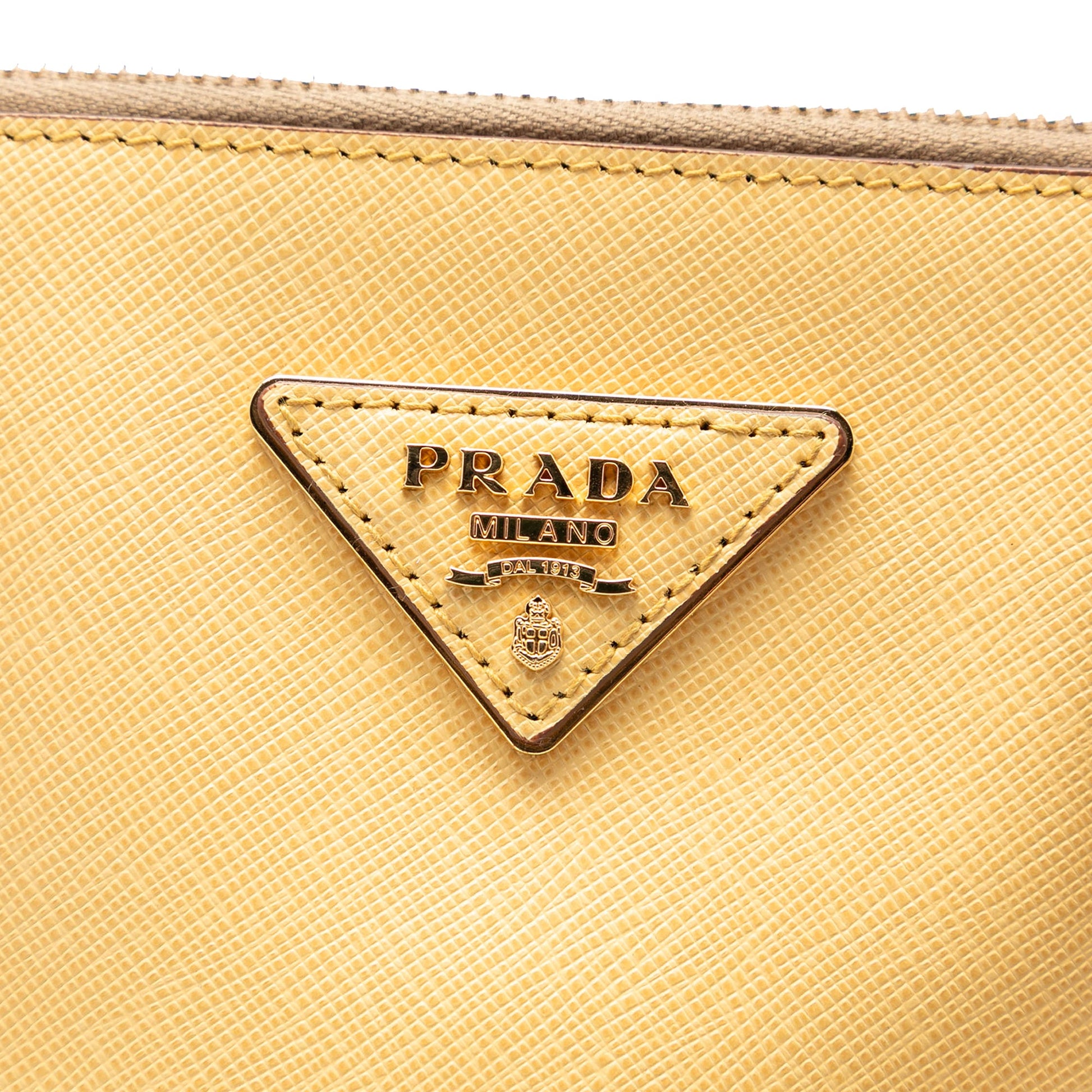 Medium Bicolor Saffiano Lux Galleria Double Zip Satchel