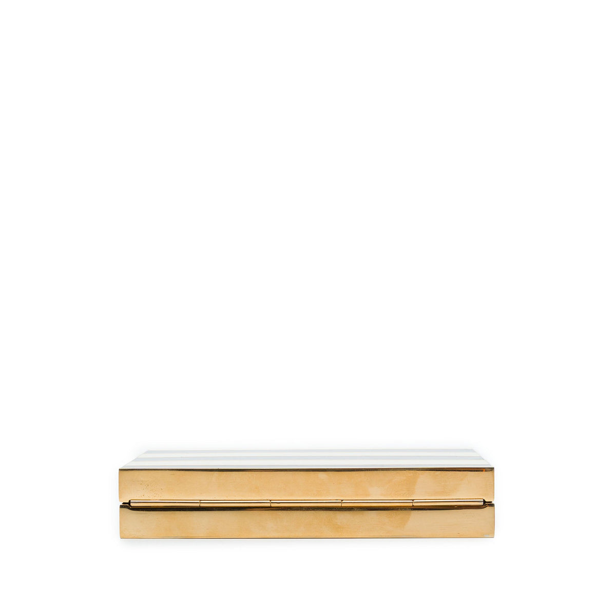 Valentino Striped Enamel and Gold Plated Box Minaudiere Clutch on Chain — Black
