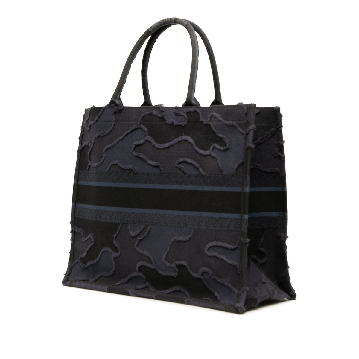 Dior Large Embroidered Canvas Camouflage Book Tote — Blue