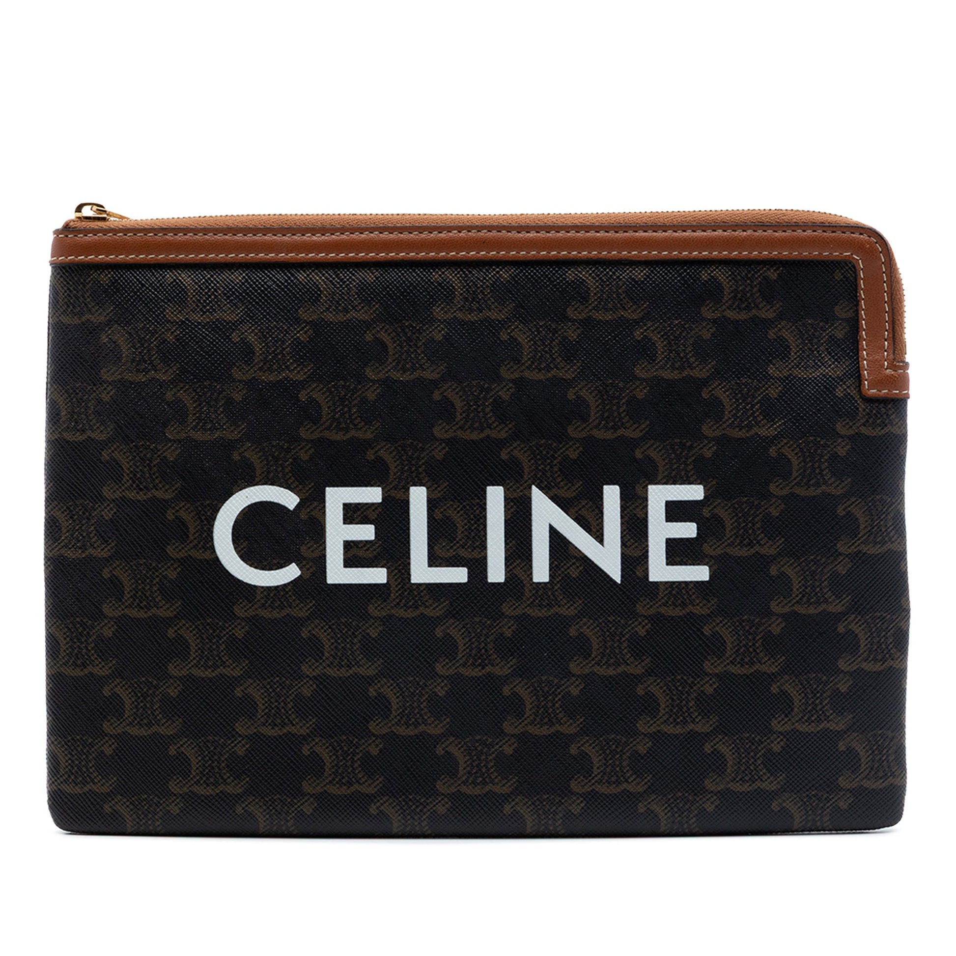 Celine Small Triomphe Coated Canvas Clutch