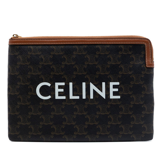 Celine Small Triomphe Coated Canvas Clutch