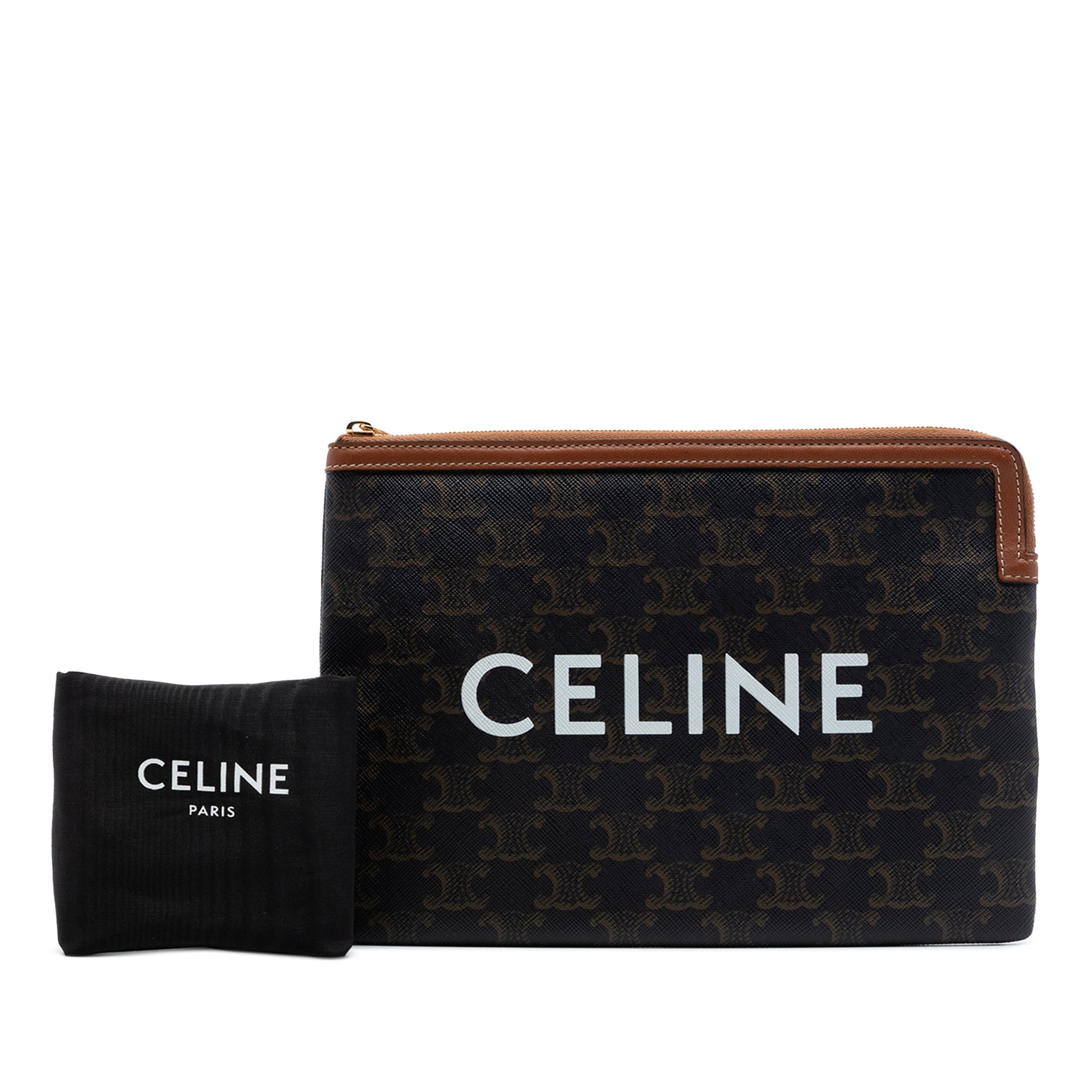 Celine Small Triomphe Coated Canvas Clutch