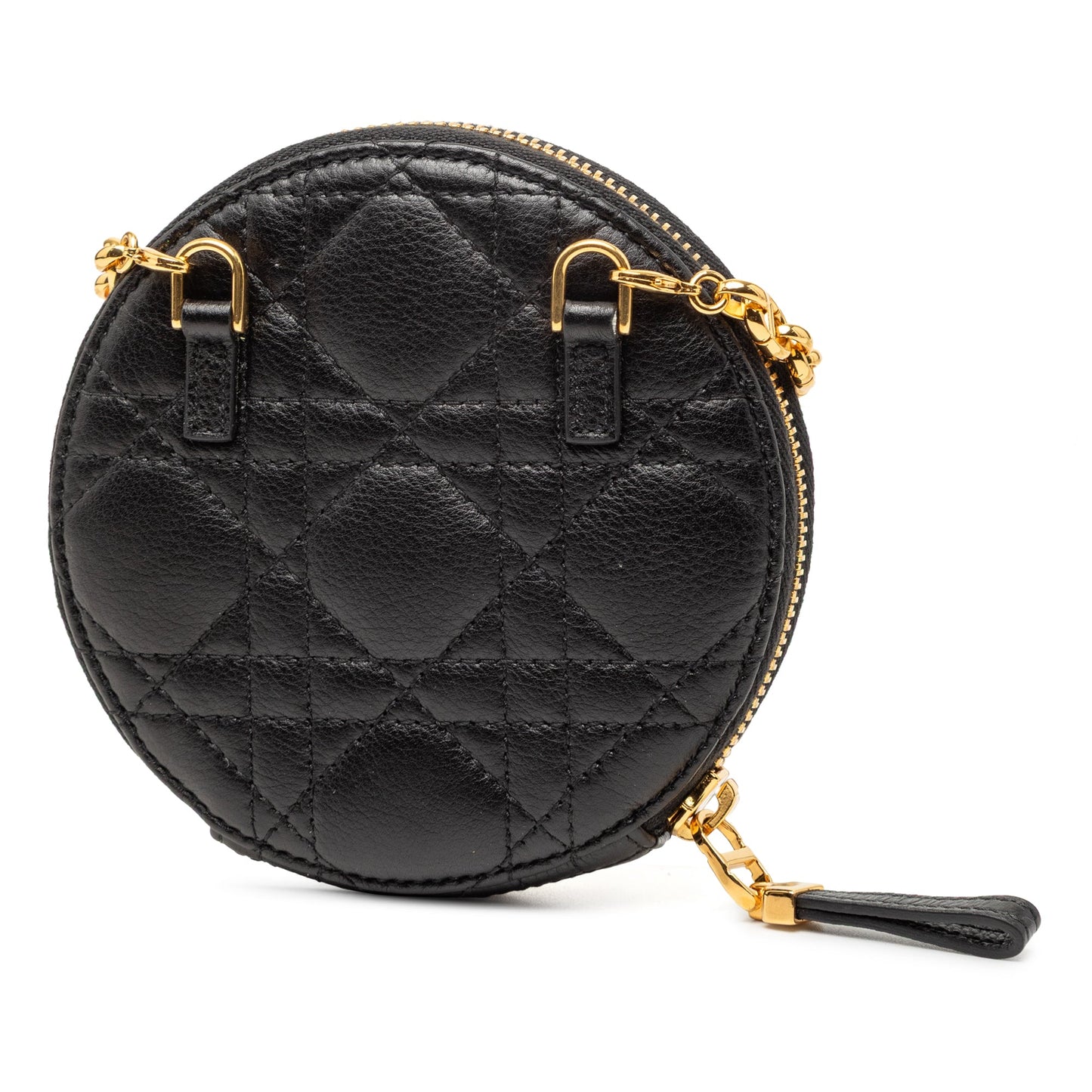 Dior Calfskin Cannage Round Caro Pouch with Chain