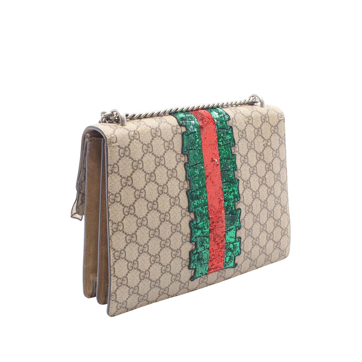 Gucci Medium GG Supreme Embroidered Sequin Dionysus Shoulder Bag — Beige