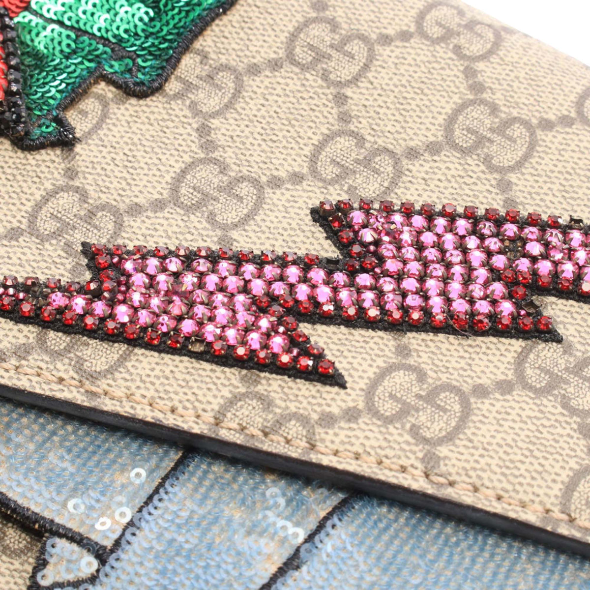 Gucci Medium GG Supreme Embroidered Sequin Dionysus Shoulder Bag — Beige