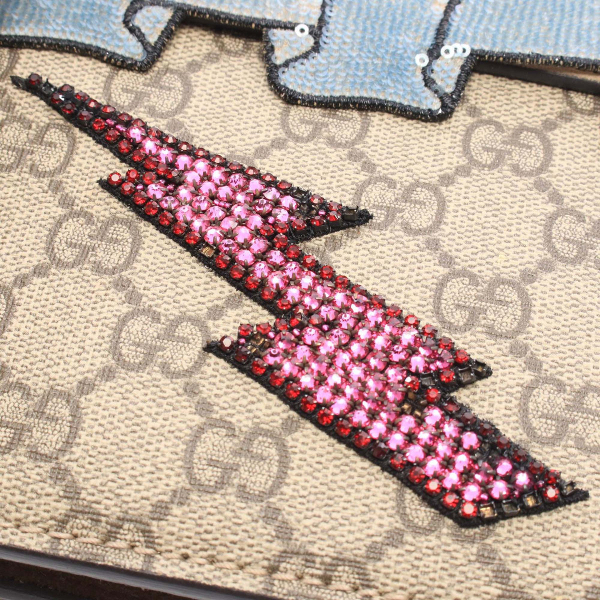Gucci Medium GG Supreme Embroidered Sequin Dionysus Shoulder Bag — Beige