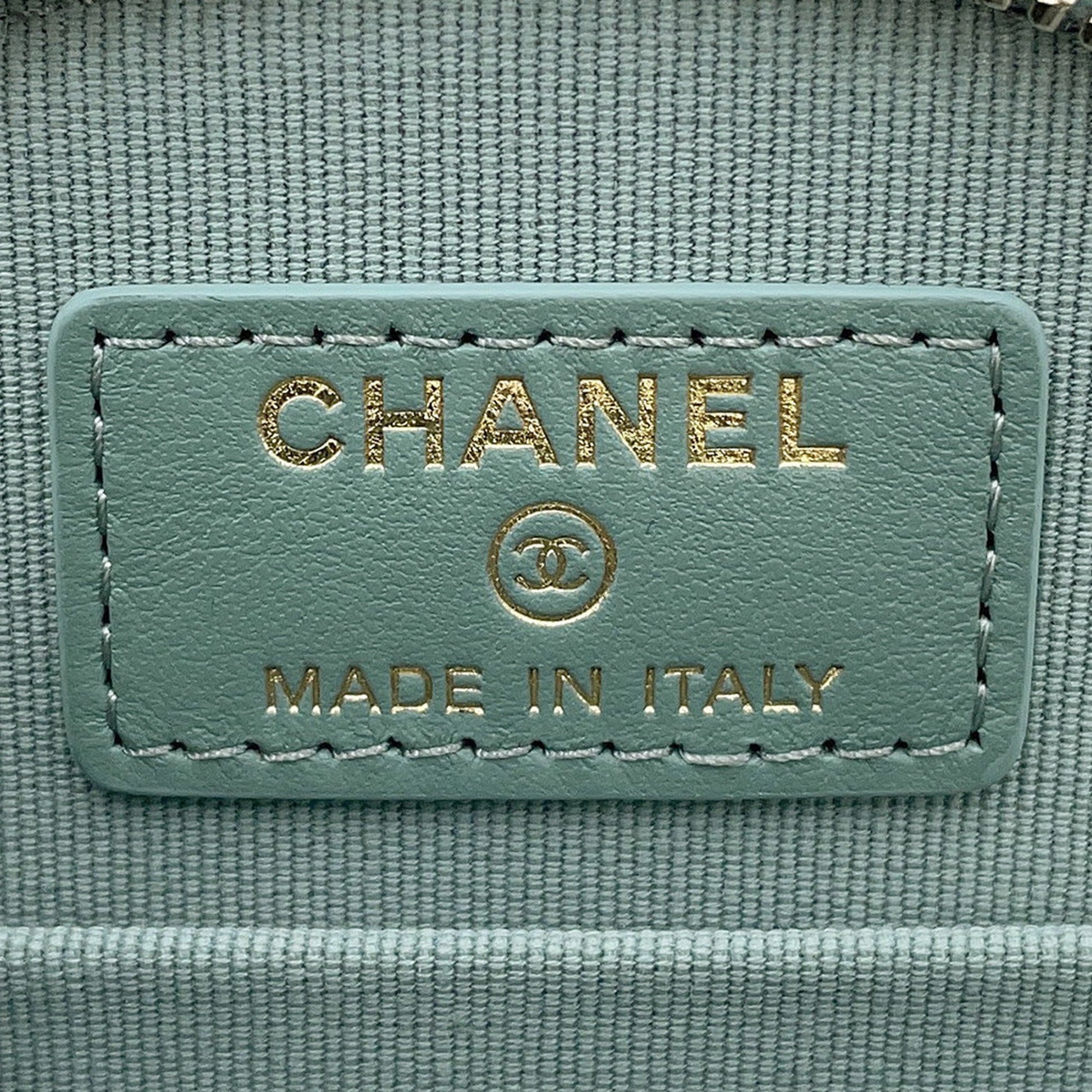 Chanel Quilted Caviar Handle With Care Round Vanity Case with Chain