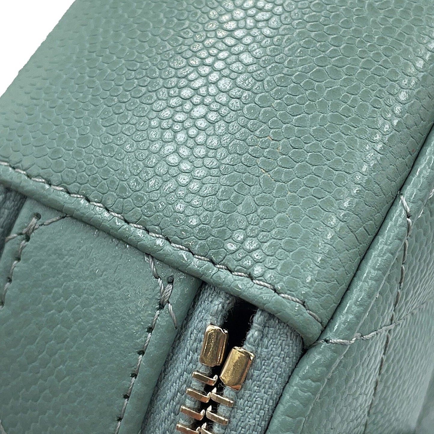 Chanel Quilted Caviar Handle With Care Round Vanity Case with Chain