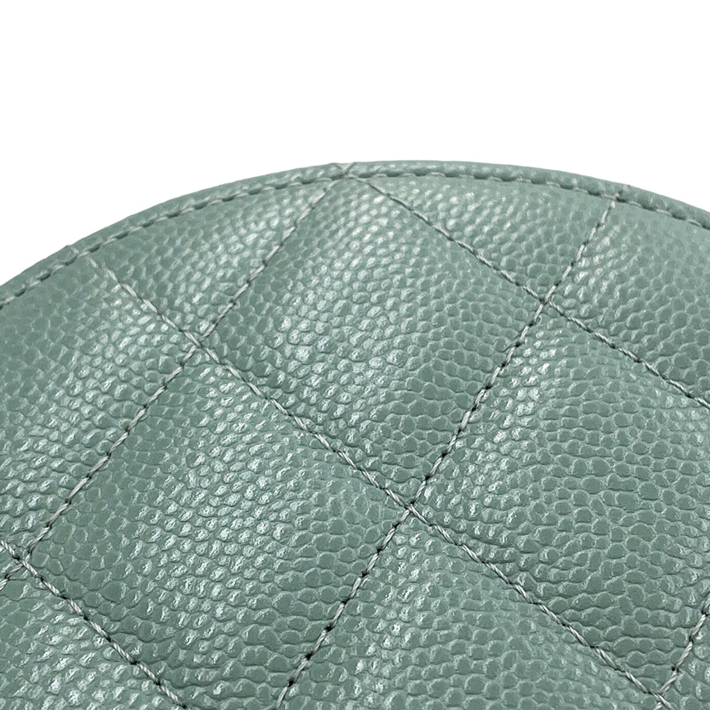 Chanel Quilted Caviar Handle With Care Round Vanity Case with Chain