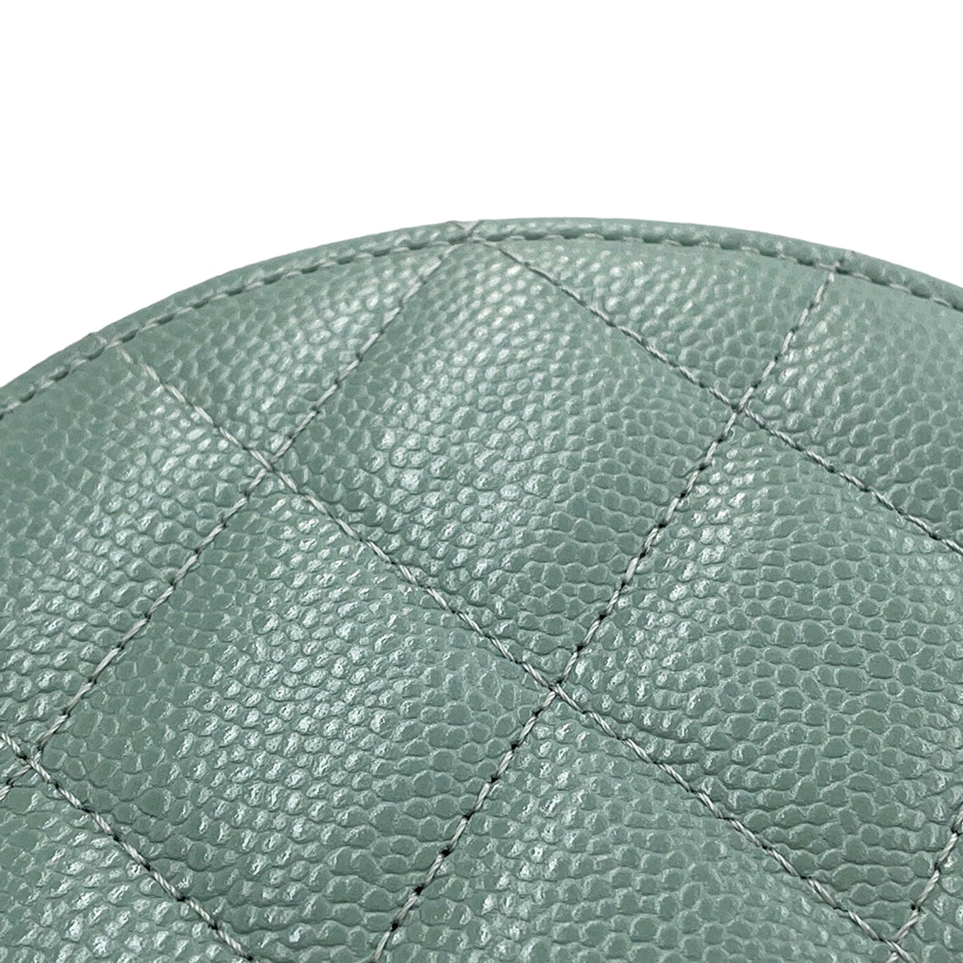 Chanel Quilted Caviar Handle With Care Round Vanity Case with Chain