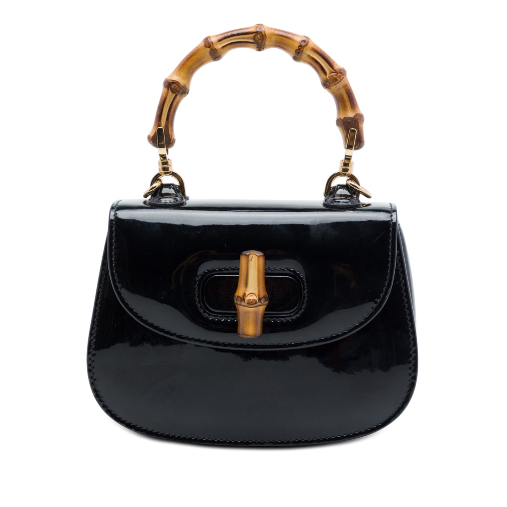 Gucci Mini Patent Bamboo 1947 Top Handle Bag