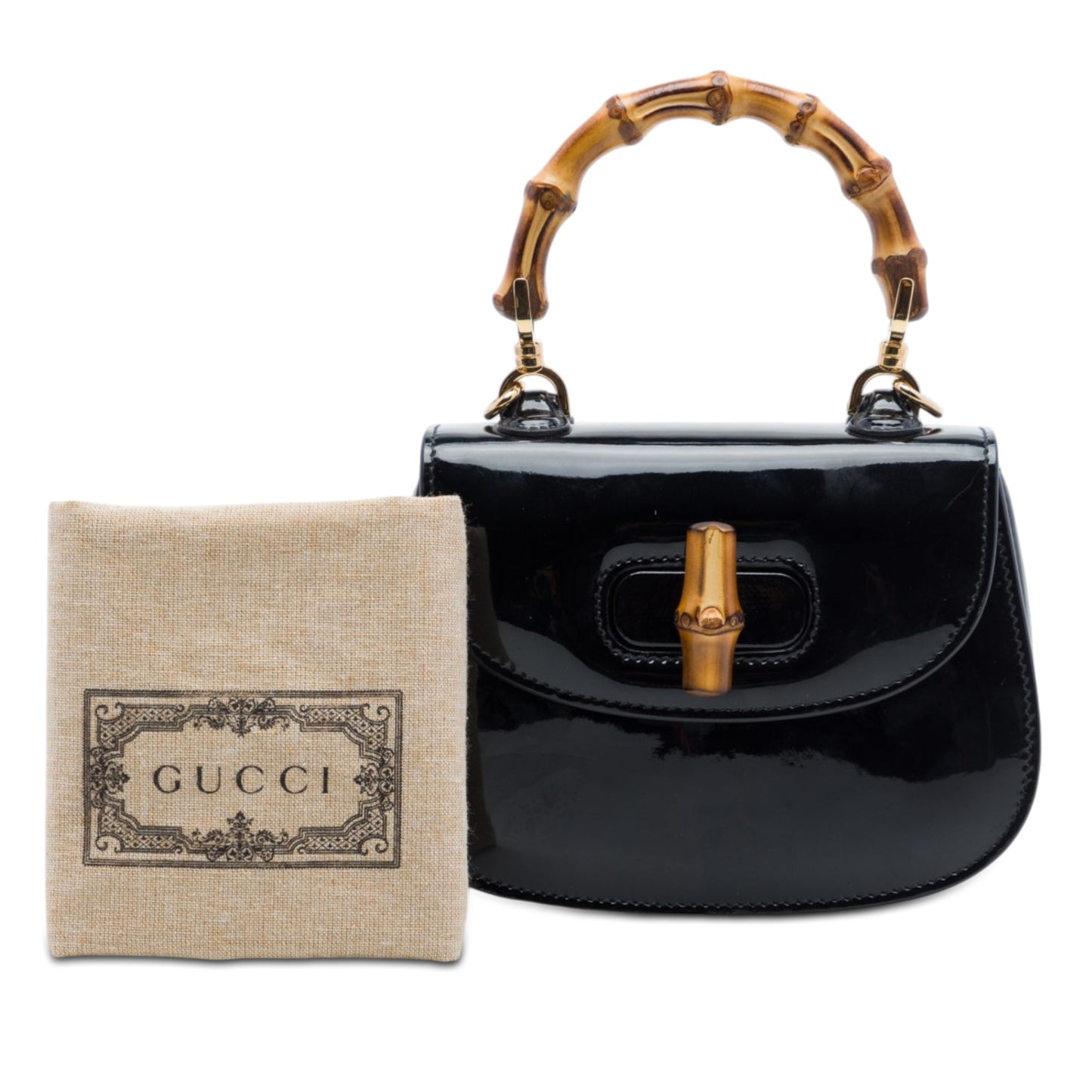 Gucci Mini Patent Bamboo 1947 Top Handle Bag
