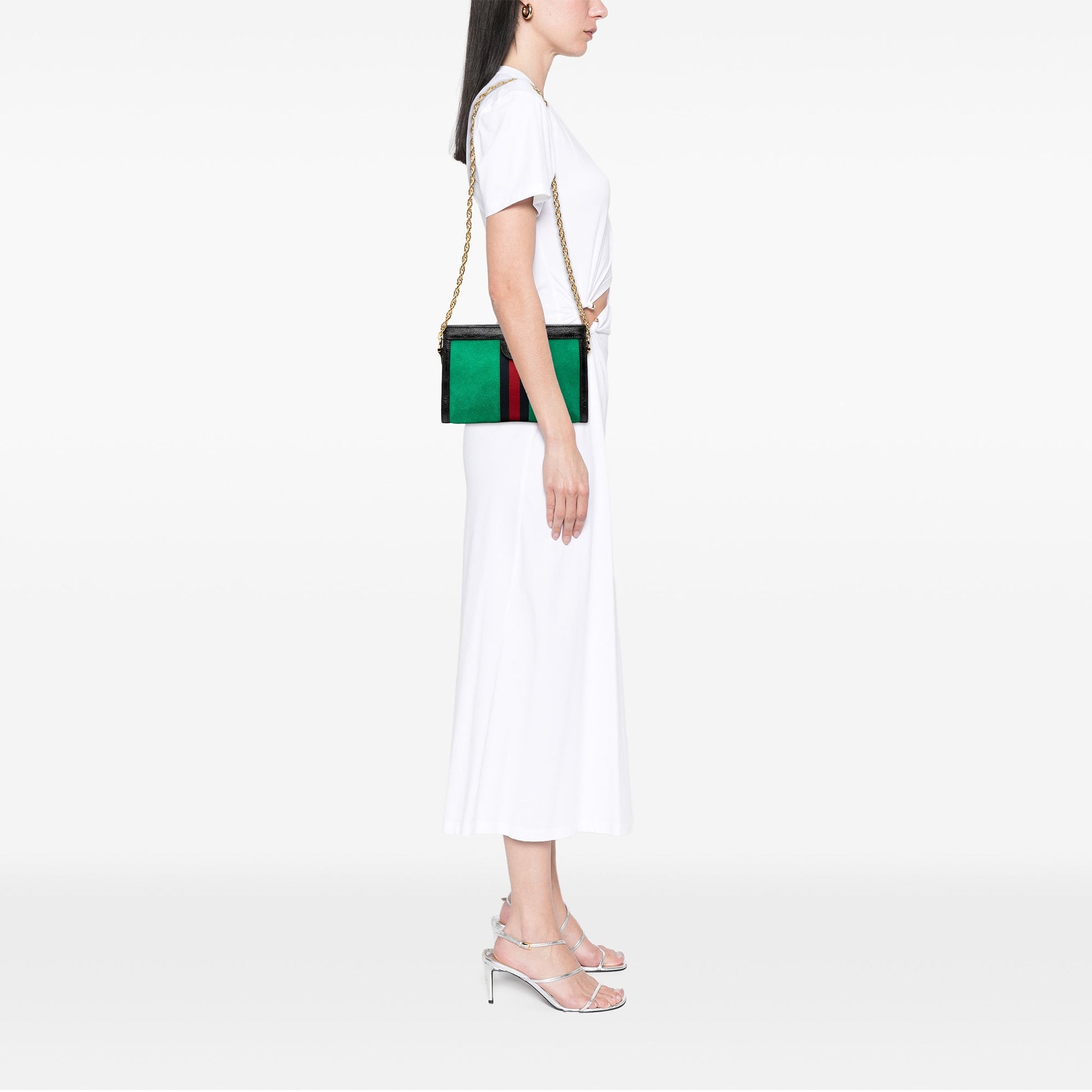 Gucci Small Suede Web Ophidia Chain Crossbody