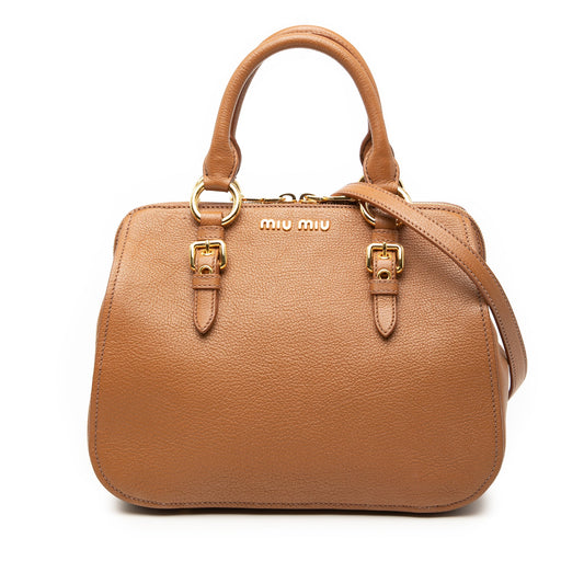 Miu Miu Goatskin Madras Bowler Bag