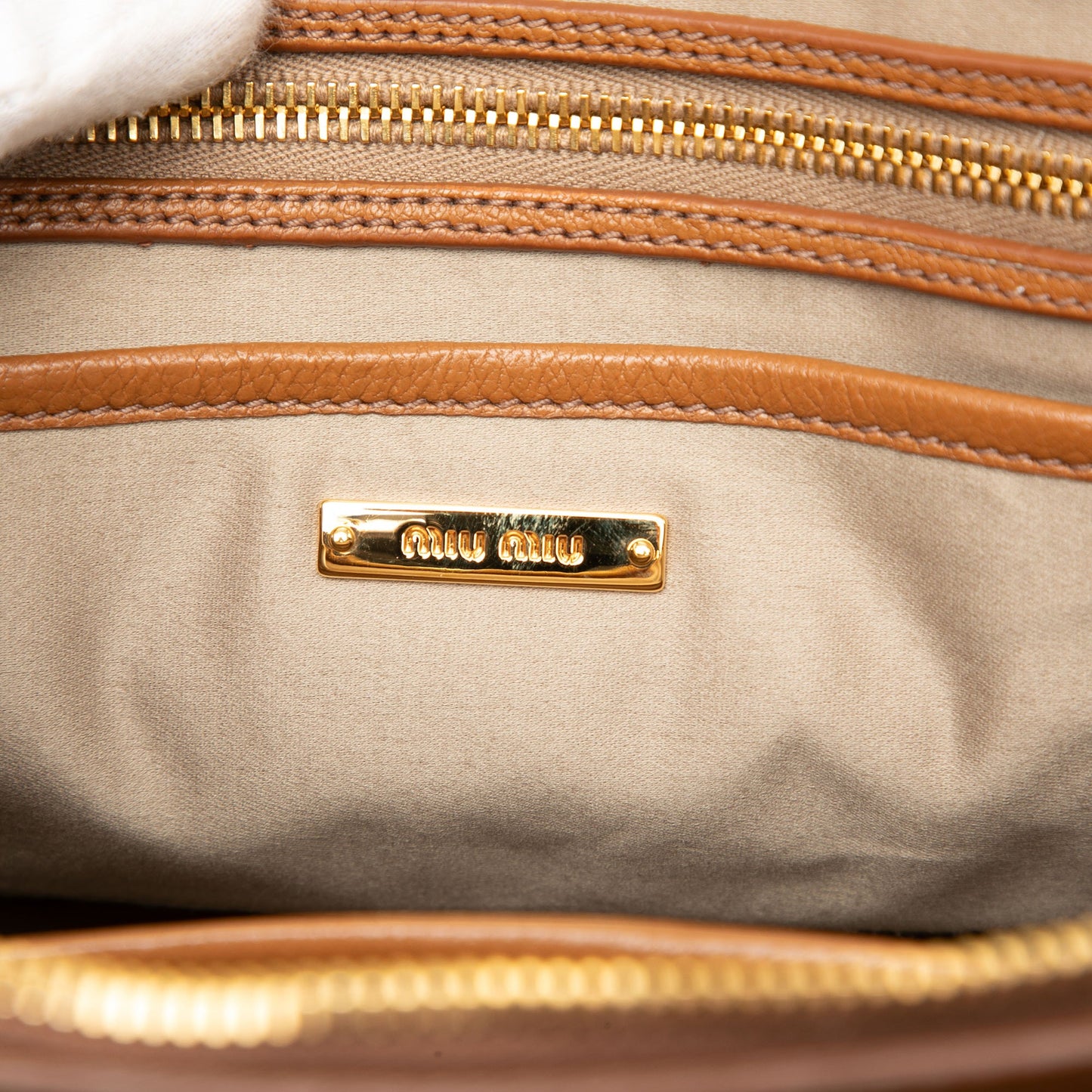 Miu Miu Goatskin Madras Bowler Bag