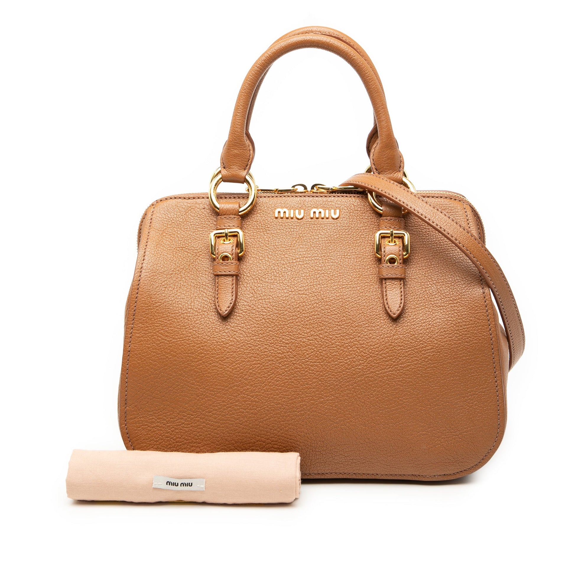 Miu Miu Goatskin Madras Bowler Bag