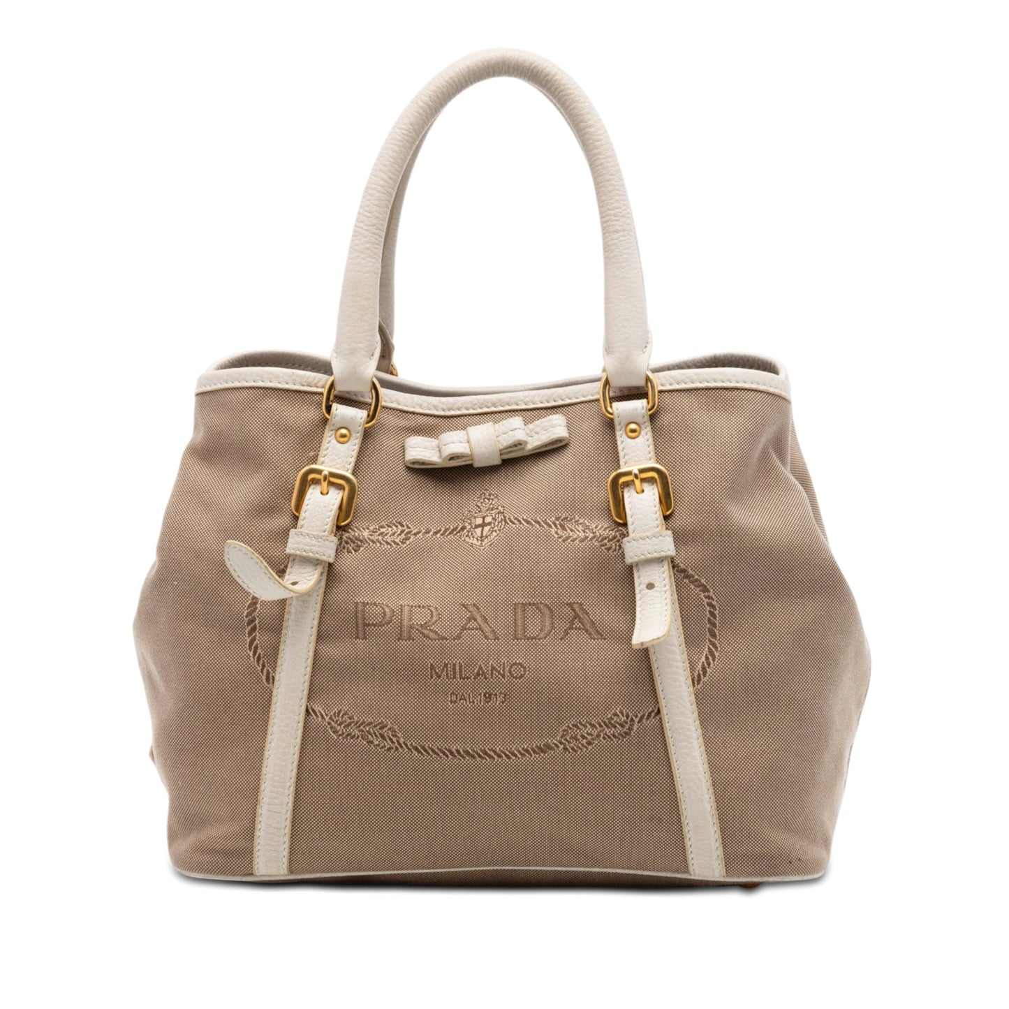 Prada Canvas Canapa Logo Bow Satchel