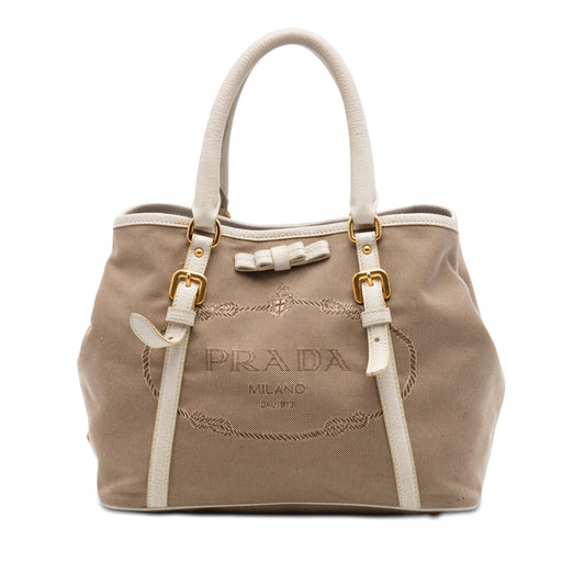 Prada Canvas Canapa Logo Bow Satchel