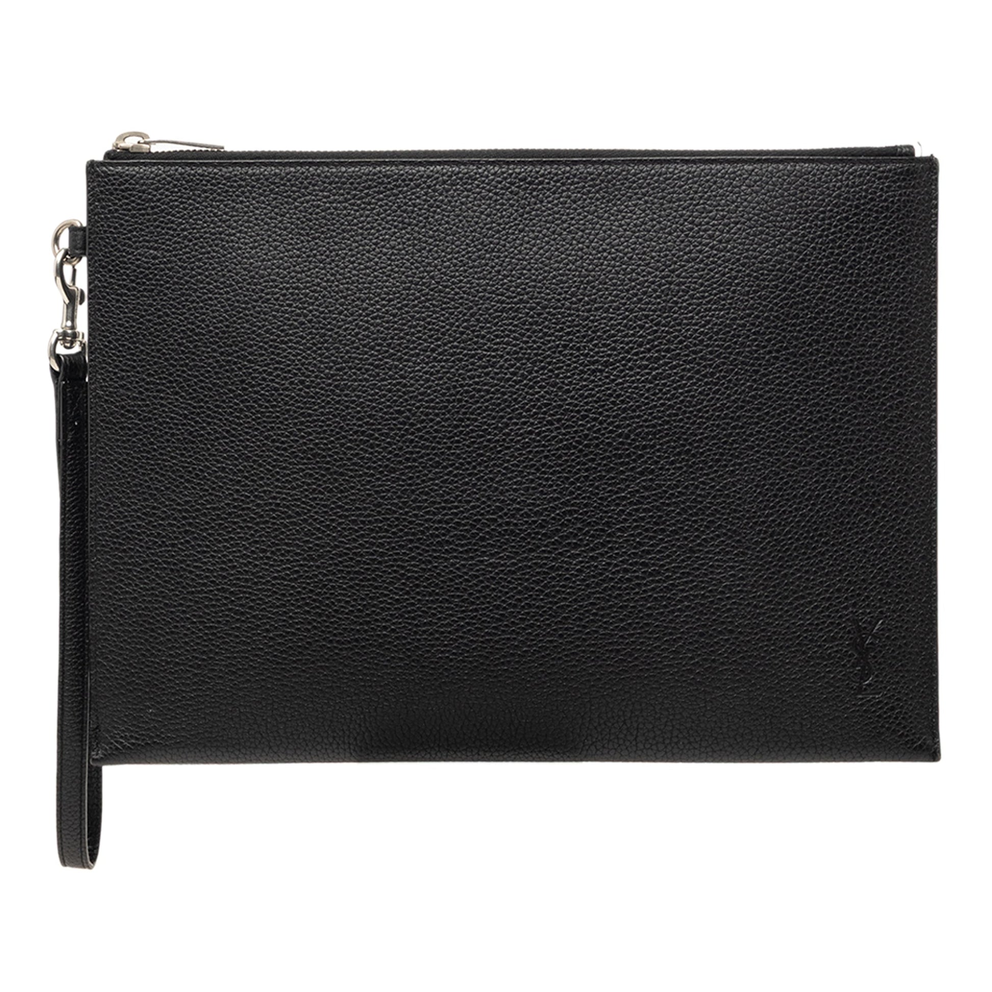 Saint Laurent Grained Calfskin Monogram Clutch