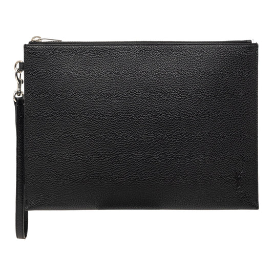 Saint Laurent Grained Calfskin Monogram Clutch