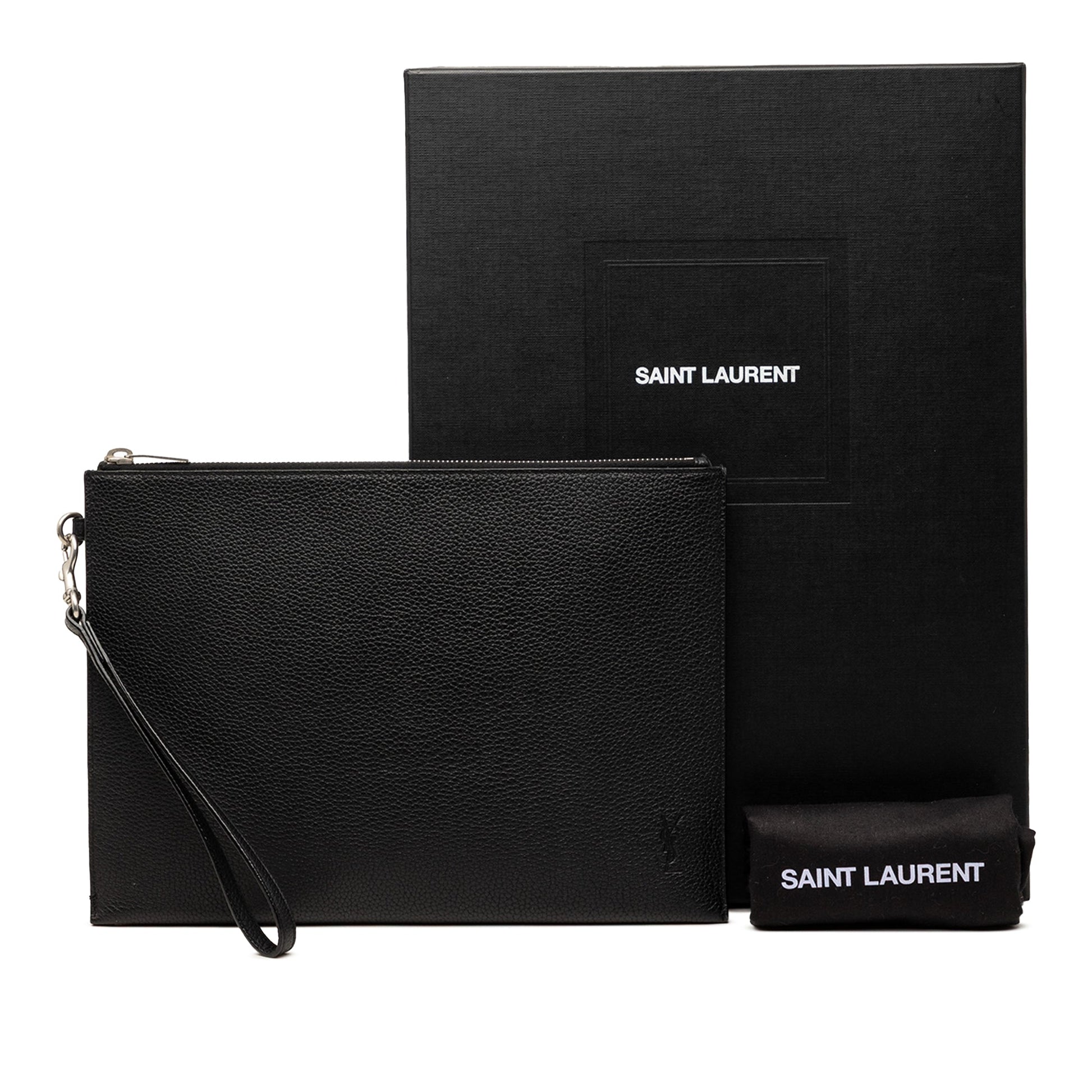 Saint Laurent Grained Calfskin Monogram Clutch