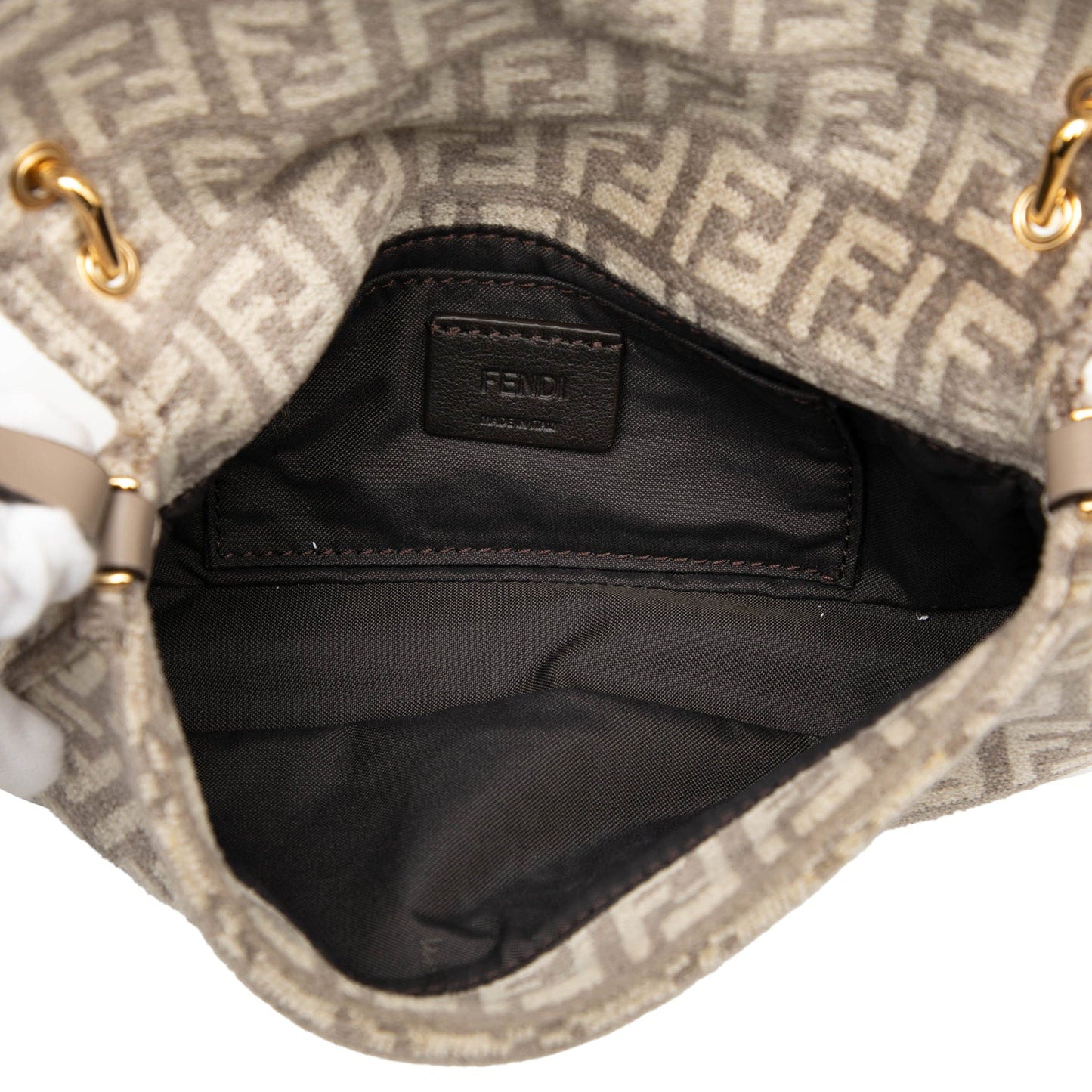 Fendi Zucchino Velvet Baguette Phone Pouch Satchel