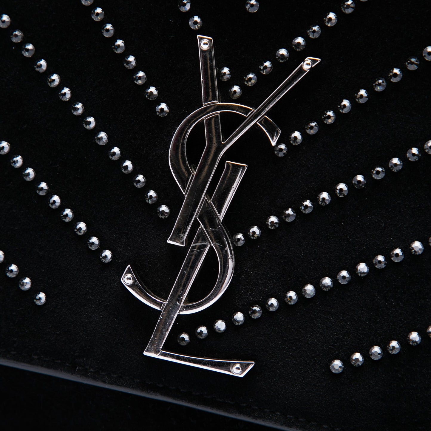 Saint Laurent Suede Crystal Monogram Kate Crossbody
